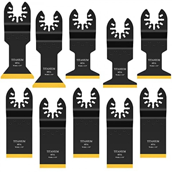 JTWEB 티타늄 진동 도구 블레이드, 10개 진동 톱 블레이드 금속 절단 멀티 도구 블레이드 키트 목재 및 금속 손톱 플라스틱, 멀티 도구 블레이드 Dewalt Milwaukee Bosch Dremel Ro