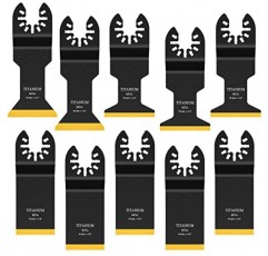 JTWEB 티타늄 진동 도구 블레이드, 10개 진동 톱 블레이드 금속 절단 멀티 도구 블레이드 키트 목재 및 금속 손톱 플라스틱, 멀티 도구 블레이드 Dewalt Milwaukee Bosch Dremel Ro