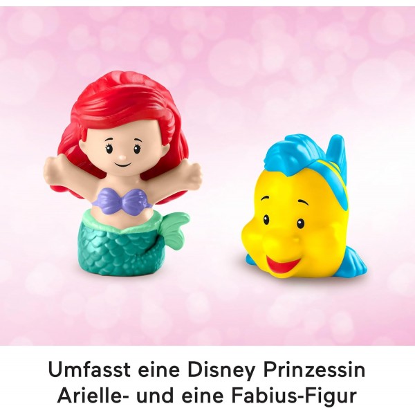 Fisher-Price Little People 유아용 Playset with Disney Princess Ariel and Flounder Characters and Carriage with Music and Lights - HMX83