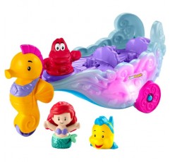 Fisher-Price Little People 유아용 Playset with Disney Princess Ariel and Flounder Characters and Carriage with Music and Lights - HMX83
