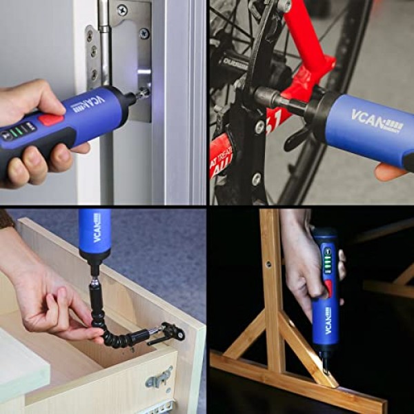 4V 전기 드라이버, 2000mAh USB 충전식 배터리, LED 조명이 있는 무선 전원 드라이버, 조정 가능한 토크, 38 in 1, 소규모 프로젝트에 적합
