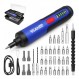 4V 전기 드라이버, 2000mAh USB 충전식 배터리, LED 조명이 있는 무선 전원 드라이버, 조정 가능한 토크, 38 in 1, 소규모 프로젝트에 적합