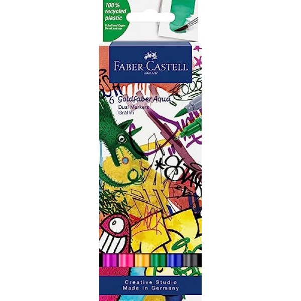 Faber-Castell Goldfaber 수채화 듀얼 아트 마커: 그래피티 - 6가지 색상, 수채색 마커 펜