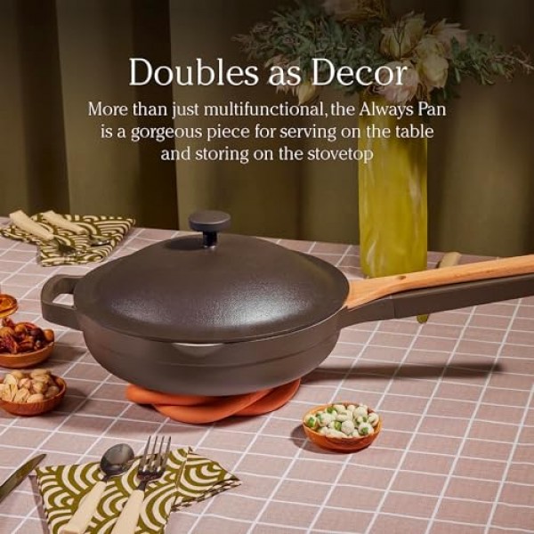 Our Place Always Pan - 대형 12.5인치 붙지 않는 무독성 세라믹 조리기구 | 다용도 프라이팬, 프라이팬, 소테 팬 | 스테이 쿨 핸들 | 오븐 안전 | 경량 알루미늄 바디 | 숯