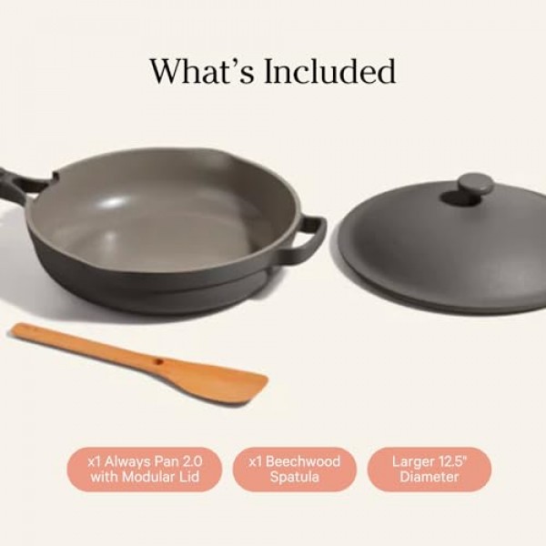 Our Place Always Pan - 대형 12.5인치 붙지 않는 무독성 세라믹 조리기구 | 다용도 프라이팬, 프라이팬, 소테 팬 | 스테이 쿨 핸들 | 오븐 안전 | 경량 알루미늄 바디 | 숯