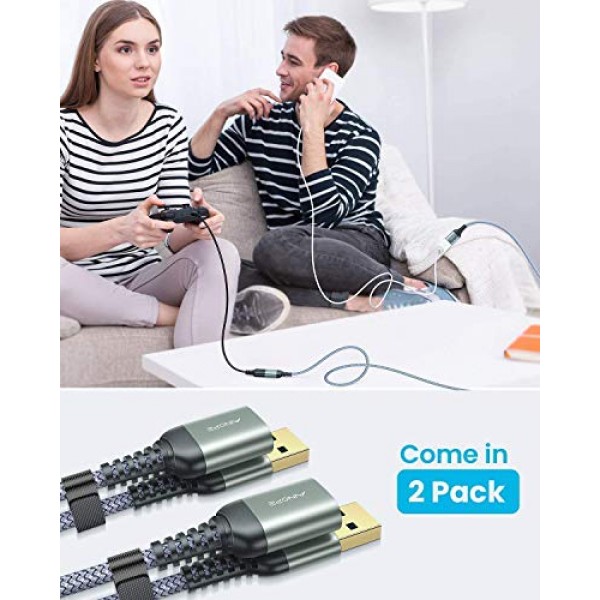 AINOPE USB 3.0 연장 케이블, 2팩 3.3FT, 유형 A 남성-여성 연장 코드 내구성이 뛰어난 편조 소재 고속 데이터 전송 USB 키보드, 마우스, 플래시 드라이브, 하드 드라이브, 프린