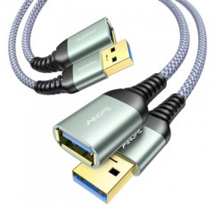 AINOPE USB 3.0 연장 케이블, 2팩 3.3FT, 유형 A 남성-여성 연장 코드 내구성이 뛰어난 편조 소재 고속 데이터 전송 USB 키보드, 마우스, 플래시 드라이브, 하드 드라이브, 프린