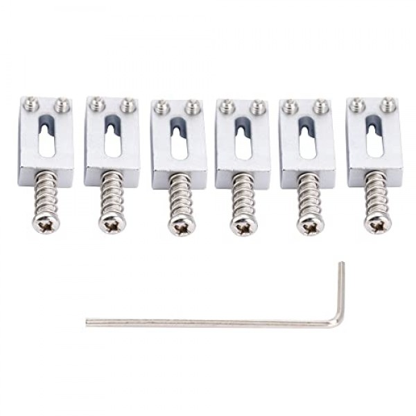 Musiclily Ultra 10.5mm 모던 브라스 기타 트레몰로 브릿지 안장 Strat/Tele 스타일 일렉트릭 기타, 크롬(6개 세트)