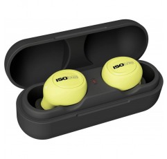 ISOtunes 무료 진정한 무선 이어플러그 이어버드, 22dB 소음 감소 등급, 21시간 배터리, 79dB 음량 제한, 마이크 없음, EN352-2 호환 Bluetooth 청력 보호기(안전 노란색)