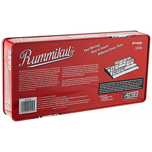 Retro Tin의 Rummikub - Pressman Red의 오리지널 러미 타일 게임, 5인치