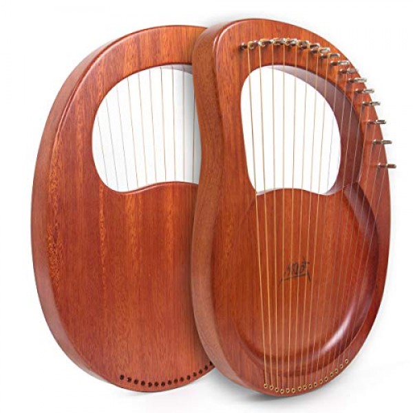 Lyre 하프, AKLOT 16 금속 현 마호가니 Lye 하프, 튜닝 렌치, 예비 현 세트, 픽업, 블랙 긱 백