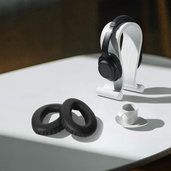 Sennheiser PXC550 / PXC480 / MB660 패드와 호환되는 kwmobile 2X 이어 패드 - 오버이어 헤드폰용 합성 가죽 헤드폰 패드 블랙