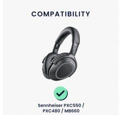 Sennheiser PXC550 / PXC480 / MB660 패드와 호환되는 kwmobile 2X 이어 패드 - 오버이어 헤드폰용 합성 가죽 헤드폰 패드 블랙