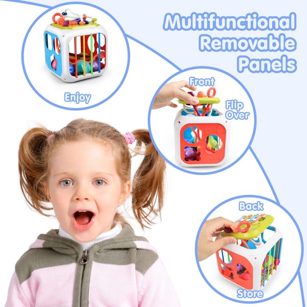 Kizmyee Montessori Toy from 1 Years, Baby 감각 장난감 with 다채로운 Cube, Shape Sorting 스태킹 Toy Motor Skills 학습 선물 대 한 Babys 유아 1 2 3 년