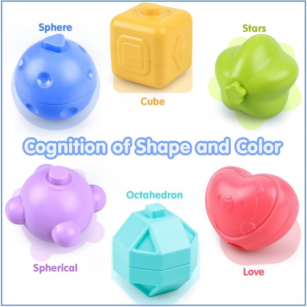 Kizmyee Montessori Toy from 1 Years, Baby 감각 장난감 with 다채로운 Cube, Shape Sorting 스태킹 Toy Motor Skills 학습 선물 대 한 Babys 유아 1 2 3 년