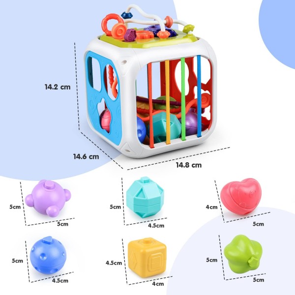 Kizmyee Montessori Toy from 1 Years, Baby 감각 장난감 with 다채로운 Cube, Shape Sorting 스태킹 Toy Motor Skills 학습 선물 대 한 Babys 유아 1 2 3 년