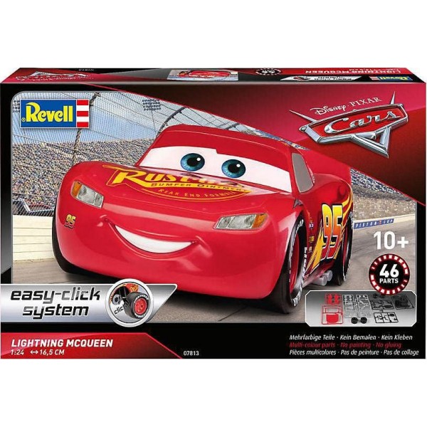 Revell RV07813 7813 Disney Cars3 자동차 키트 10 모델 키트 Lightning McQueen 1:25 Scale Level 2 Colorful 1:24/16.5 cm