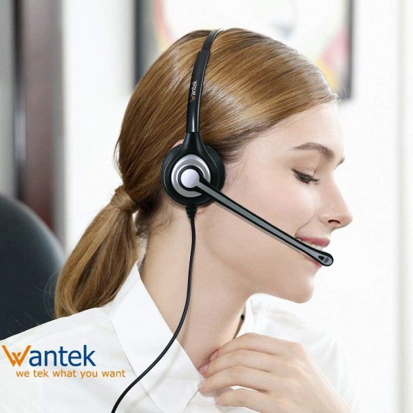 Gigaset DA710 DA810A Siemens Optipoint 500 Polycom VVX411 Plantronics Avaya NEC(602QS2) Binaural QD 602QS2용 마이크 소음 제거 및 빠른 연결 해제가 있는 Wantek RJ9 전화 헤드셋, 유선 전화 헤드
