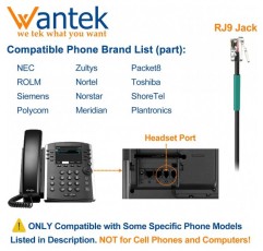 Gigaset DA710 DA810A Siemens Optipoint 500 Polycom VVX411 Plantronics Avaya NEC(602QS2) Binaural QD 602QS2용 마이크 소음 제거 및 빠른 연결 해제가 있는 Wantek RJ9 전화 헤드셋, 유선 전화 헤드
