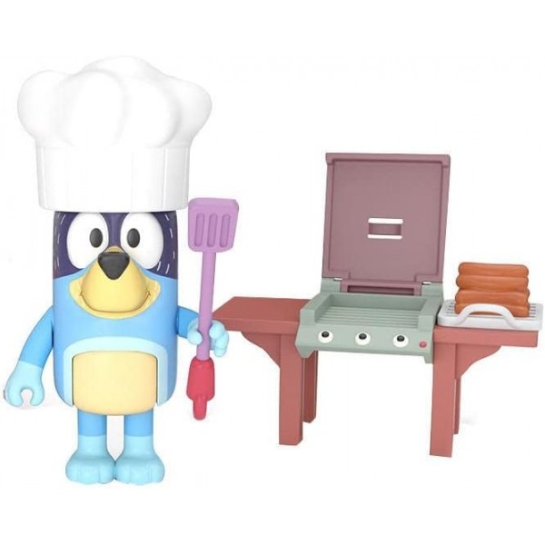 Giochi Preziosi - PIC Nick Grill 주방 및 모자 셰프를 위한 테이블과 벤치가 있는 Bluey 그릴 피규어 BLY10200 3세 이상의 어린이를 위한 액세서리