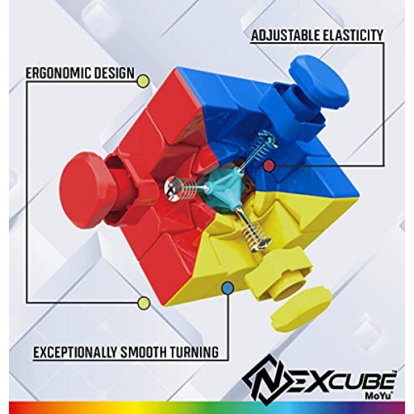 Goliath NEXcube 3x3 Classic - 스티커 없는 스피드 큐브 - 슈퍼 스무스 기술로 초고속 기록 달성! - 다색