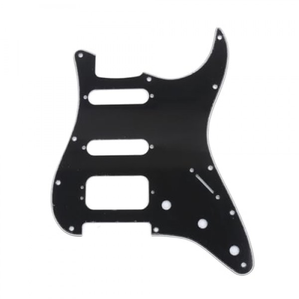 Musiclily Pro 11홀 라운드 코너 HSS 기타 Strat Pickguard 험버커(미국/멕시코용 펜더 Stratocaster 3나사 험버킹 장착 오픈 픽업, 3겹 검정색)