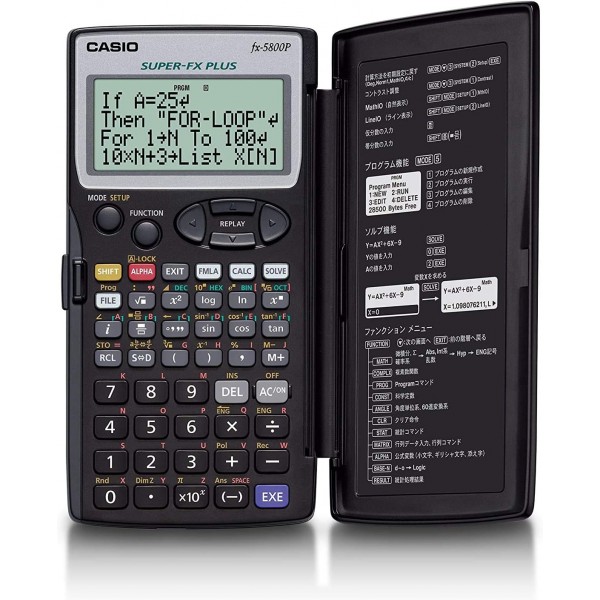 CASIO 학교 계산기 모델 FX 5800 P, 배터리 작동, 검은색 공학용 계산기