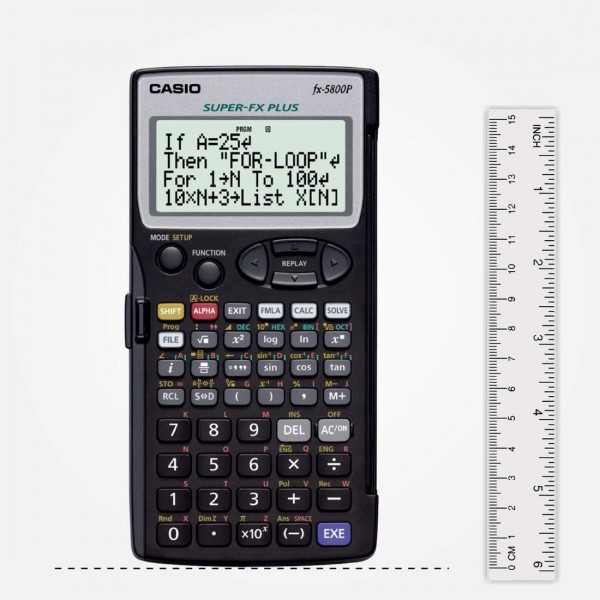 CASIO 학교 계산기 모델 FX 5800 P, 배터리 작동, 검은색 공학용 계산기