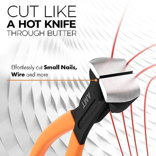 AMERICAN MUTT TOOLS 8인치 엔드 커팅 플라이어, 엔드 커팅 니퍼 – 고강도 엔드 니퍼 플라이어 및 네일 풀러 플라이어 | 못 당기는 도구, 엔드 닙, 프렛 니퍼, 엔드 커터 플라