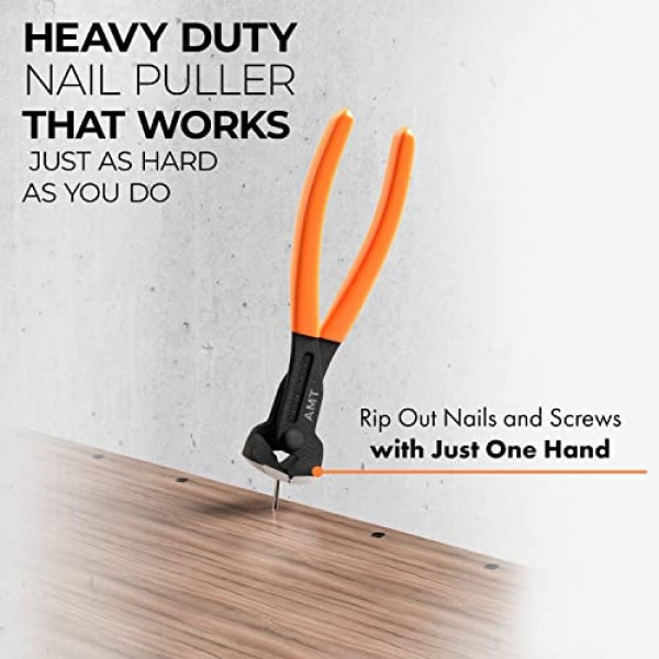 AMERICAN MUTT TOOLS 8인치 엔드 커팅 플라이어, 엔드 커팅 니퍼 – 고강도 엔드 니퍼 플라이어 및 네일 풀러 플라이어 | 못 당기는 도구, 엔드 닙, 프렛 니퍼, 엔드 커터 플라