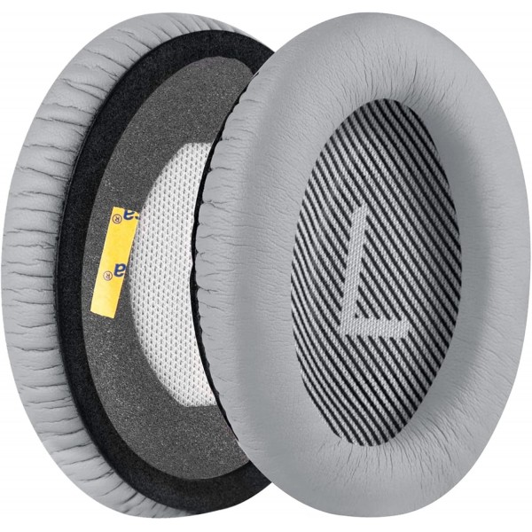 Bose QuietComfort QC45 QC35 QC35 ii QC35 ii 게임용 SoundLink 어라운드 이어 2 헤드폰 이어패드 헤드셋 이어패드 수리 부품용 Geekria QuickFit 단백질 가죽 교체용 이어패드(회색)