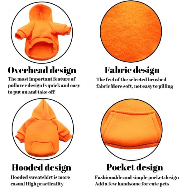 XiXiRan Dog Hoodie Cotton, Dog Coat, Pet Dog Warm, Hooded Dog Sweater Pet Clothes Dog Cat Clothes, Dog Clothes Winter (XXL, Orange) XXL Orange