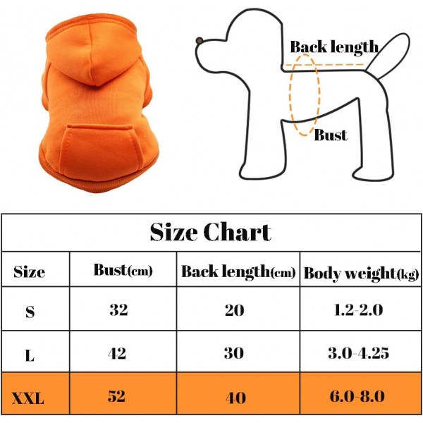 XiXiRan Dog Hoodie Cotton, Dog Coat, Pet Dog Warm, Hooded Dog Sweater Pet Clothes Dog Cat Clothes, Dog Clothes Winter (XXL, Orange) XXL Orange