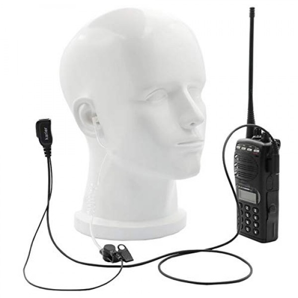 Baofeng UV-5R BF-F8HP UV-82 Retevis H-777 RT21 RT22 Kenwood 2 핀 양방향 라디오 헤드셋 (2 팩)과 호환되는 마이크가있는 투명 음향 튜브 이어폰