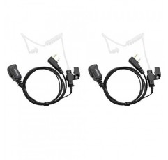 Baofeng UV-5R BF-F8HP UV-82 Retevis H-777 RT21 RT22 Kenwood 2 핀 양방향 라디오 헤드셋 (2 팩)과 호환되는 마이크가있는 투명 음향 튜브 이어폰