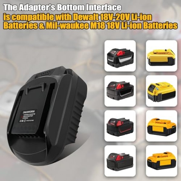 Dewalt 18V/20V 리튬 이온 배터리 및 Milwaukee M18 18V 리튬 이온 배터리 용 배터리 어댑터 Worx 20V 6PIN WA3520 WA3525 WA3575 WA3578 무선 도구 (6PIN 어댑터) 용 변환