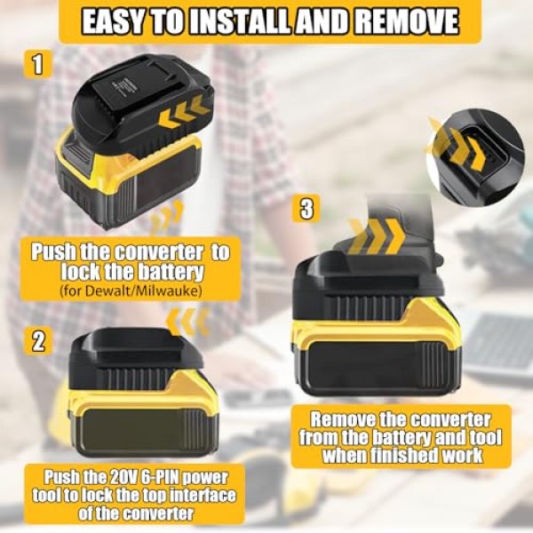 Dewalt 18V/20V 리튬 이온 배터리 및 Milwaukee M18 18V 리튬 이온 배터리 용 배터리 어댑터 Worx 20V 6PIN WA3520 WA3525 WA3575 WA3578 무선 도구 (6PIN 어댑터) 용 변환