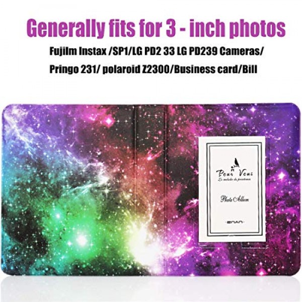 Instax Mini Liplay/Fujifilm Instax Mini 9/Mini 8/Mini 90/Mini 25/Polaroid Snap PIC-300/HP Sproke/Kodak Mini 3인치 필름용 64 포켓 사진 앨범. (갤럭시-6, 64포켓)