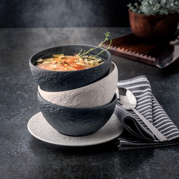 Villeroy & Boch - Manufacture Rock Bowl, 650ml, 프리미엄 도자기, 식기세척기 사용 가능, 전자레인지 사용 가능, 블랙