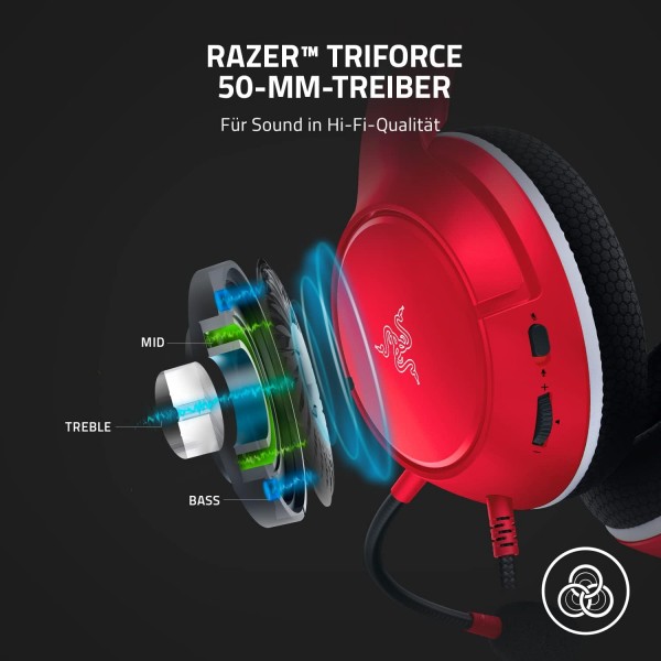 Razer Kaira X - Xbox Series X|S용 유선 게이밍 헤드폰(TriForce 50mm 드라이버, HyperClear Mic, 3.5mm 잭, 플랫폼 간 호환성) Red Xbox Red용 Kaira X