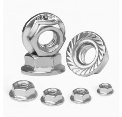 M6 x 1mm(100개)플랜지 너트, 304 스테인레스 스틸 톱니 모양의 플랜지 미터법 육각 잠금 너트, 밝은 마감, 전체 나사