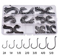 Phad 낚시 175pcs 크기 2 # ~ 5/0 바닷물 또는 담수에 설정된 고탄소 강철 낚시 후크로 만든 문어 원형 낚시 후크