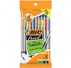 BIC 엑스트라 스무스 샤프펜슬 지우개 포함 미디엄 포인트(0.7mm) 10개 팩 학교 및 사무용품용 샤프펜슬(MPP101-BLK)
