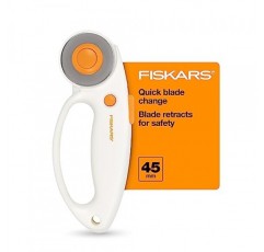 Fiskars 45mm 직물용 퀵 체인지 로터리 커터 - 강철 로터리 커터 블레이드 - 공예 용품 - 공예, 봉제 및 퀼팅 프로젝트 - 흰색