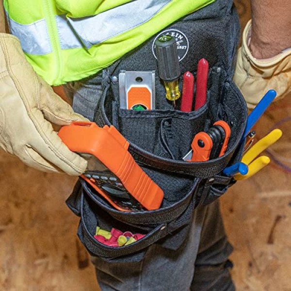 Klein Tools 5700 도구 파우치, PowerLine 시리즈 유틸리티 파우치, 최대 2.5인치 도구 벨트에 적합, 강력한 리벳 강화 스티칭, 9포켓