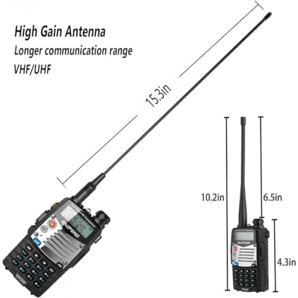 BAOFENG UV-5R 8W 햄 라디오 핸드헬드, 128채널 듀얼 밴드 양방향 라디오, 이어피스 및 마이크가 포함된 아마추어 라디오, 프로그래밍 케이블, 771 안테나(2팩)