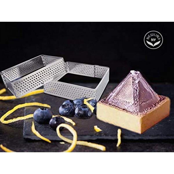 NewlineNY 스테인레스 스틸 6개 천공 타원형 직사각형 정사각형 타트 링 성형 도금, 6개 세트: 각 2개(13cm x 4cm 5