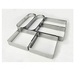 NewlineNY 스테인레스 스틸 6개 천공 타원형 직사각형 정사각형 타트 링 성형 도금, 6개 세트: 각 2개(13cm x 4cm 5