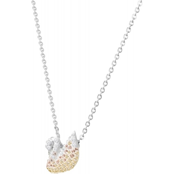 Swarovski 여성용 Iconic Swan Collection 목걸이 브라운 로듐 도금