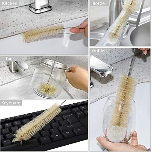MASTERTOP 9개 병 브러쉬 세트 - 긴 물병 및 밀짚 브러시 클리너 빨대용 BPA 무료 병 클리너 브러시 아기 병 파이프 커피 그라인더 찻주전자 좁은 목 넓은 입 물병